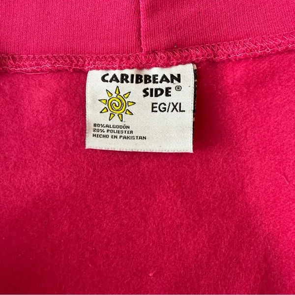 Playa Del Carmen Pink Zip-Up Hoodie with Embroidered Logo Size XL - Image 6