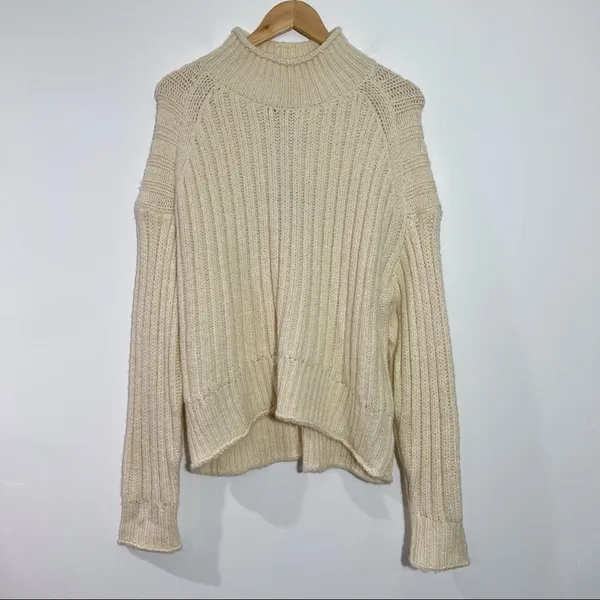 Stitch Fix KUT From The Kloth Leona Ribbed Mock Neck Chunky Sweater Ivory‎ XL - Image 2