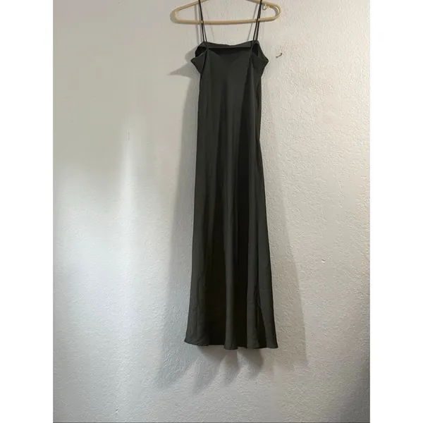 Zara Satin Slip Midi Dress Dark Green Size S sexy date night - Image 3