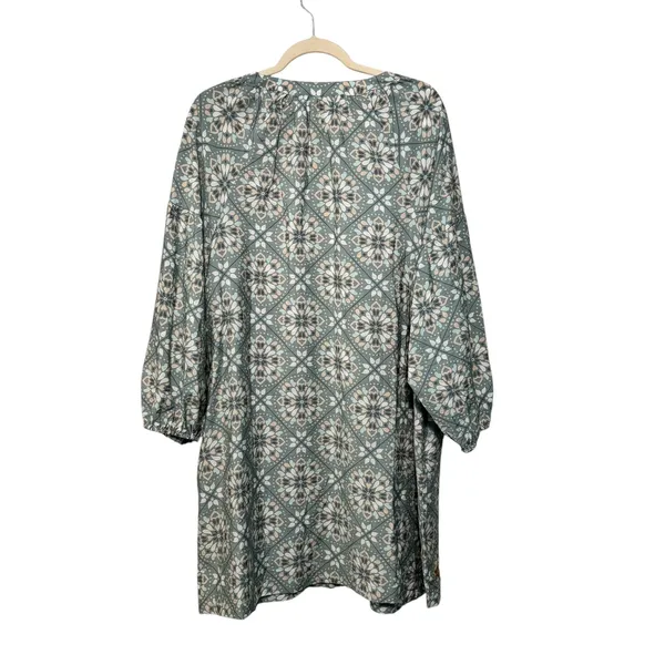 LOFT‎ Outlet Women's XL Green Floral Print 3/4 Sleeve V-Neck Dress - Image 8