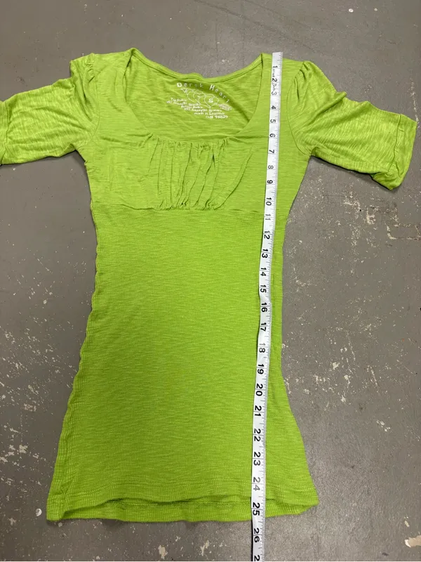 Derek Heart Y2K Lime Green Babydoll Coquette Hannah Montana Shirt Womens Small - Image 5