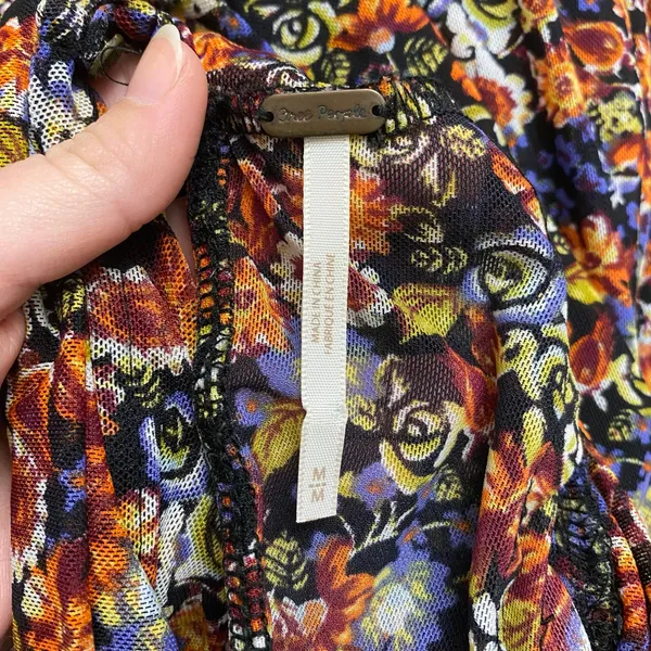 Free‎ People All Dolled Up Floral Mesh Cropped Long Sleeve Womens M Boho - Image 2