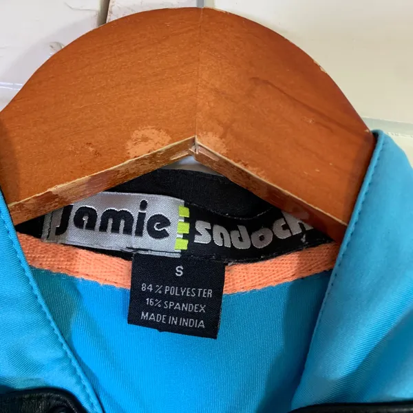 Jamie Sadock Womens Blue Never Be Tamed Quarter Zip Golf Polo Shirt Small READ - Image 3