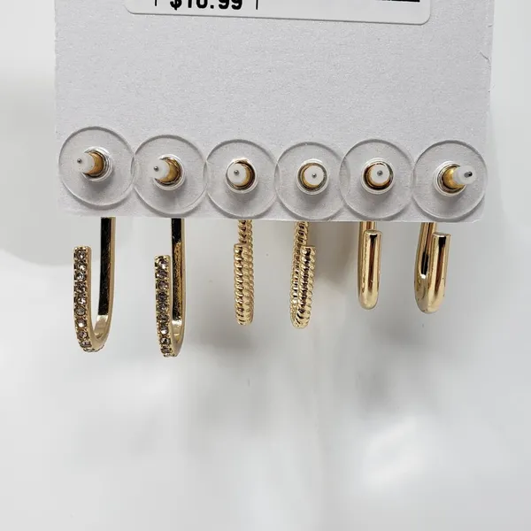 NWT Sugarfix by Baublebar Gold-Tone 3 Pack Oblong Hoop Post Earring Set Women's - Image 3