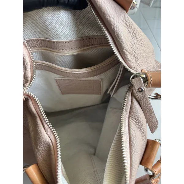Pulicati Italian Leather Tote Bag Taupe Beige Convertible Crossbody Purse - Image 7