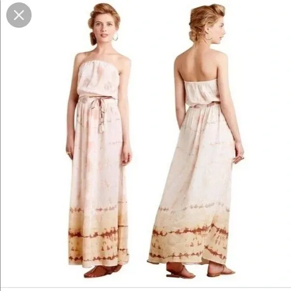 Anthropologie Gypsy 05 shibori Silk Strapless Maxi Dress size 2 tie dye - Image 2