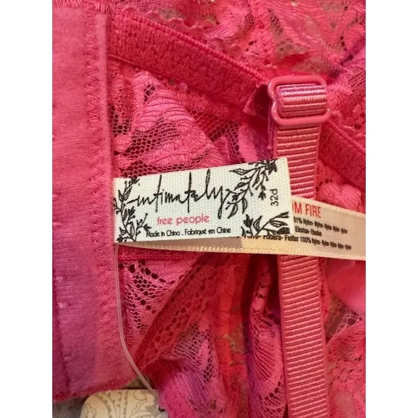 Free People Intimately FP Hot Pink‎ Floral Lace Bralette 32D - Image 4