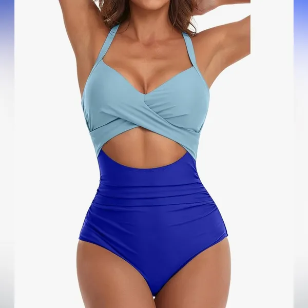 Eomenie One Piece Swimsuits Tummy Control Cutout High Waisted Wrap Tie Back - Image 3