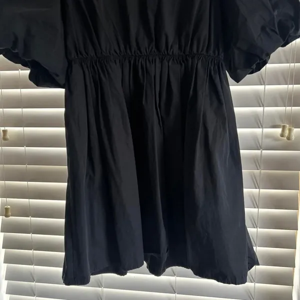Madewell Black Cotton Babydoll Mini Dress Size 12 coquette - Image 3