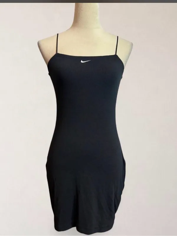 Nike Black Spaghetti-Strap Mini Dress with Swoosh - Image 5
