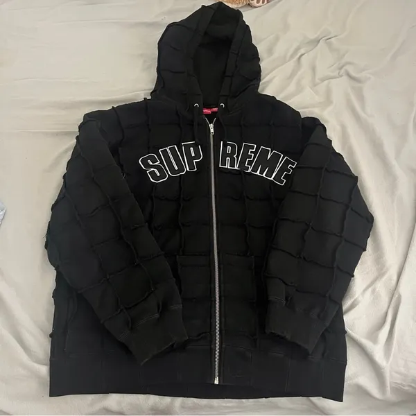 Supreme Reverse Patchwork Zip Up Hooded Sweatshirt - Image 2