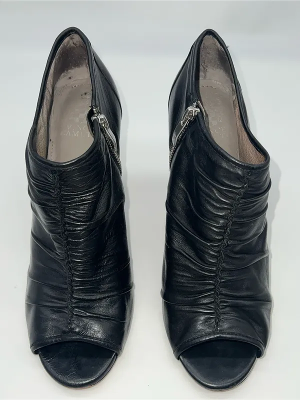 Vince Camuto Ruched Peeptoe Bootie w/Silver Metal Accent Working Zipper-Size 9.5 - Image 4