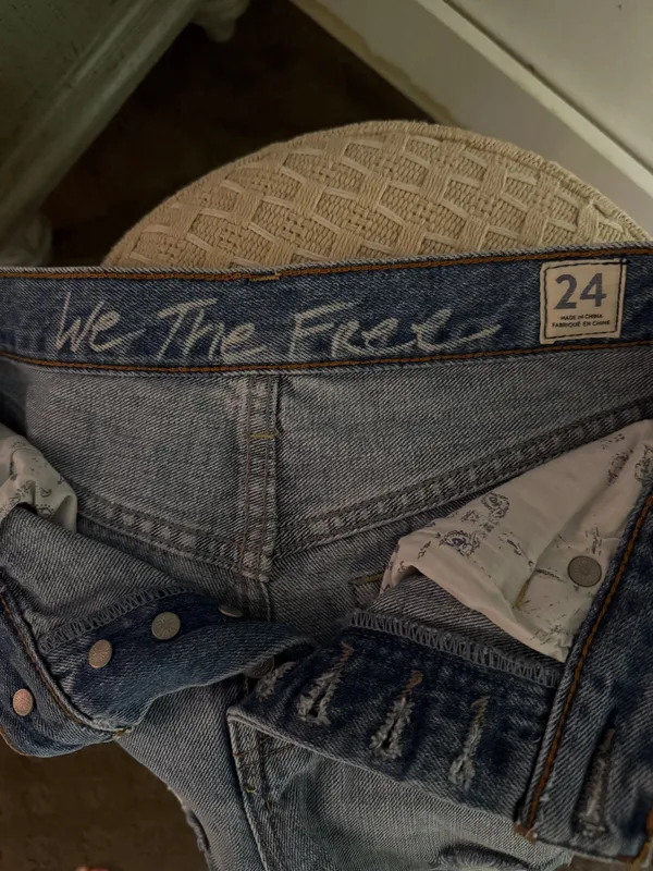 We The Free Light Blue Distressed Denim Shorts - Image 3