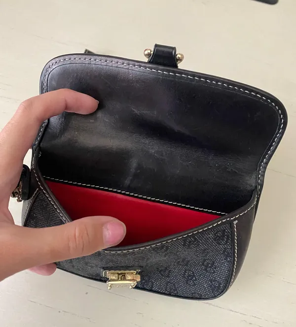 Vintage Dooney and Bourke monogrammed leather trim black wristlet wallet - Image 8