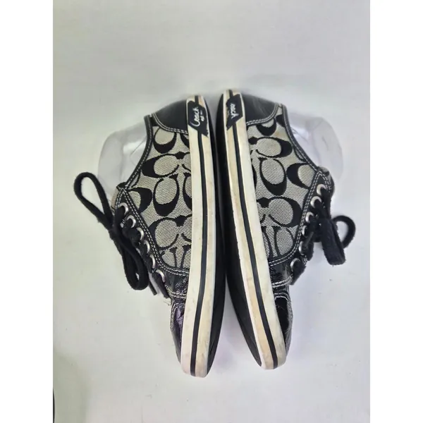 COACH Signature Francesca Sneakers Lace Up Black Grey Women’s Size 5 1/2 B Logo - Image 3