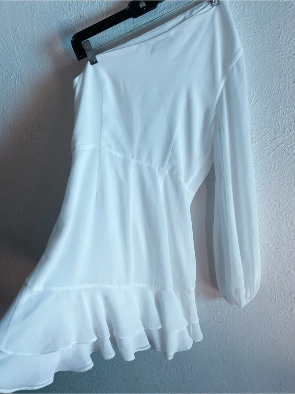 Michael Costello x REVOLVE Sunny Mini Dress in White One Shoulder large - Image 5