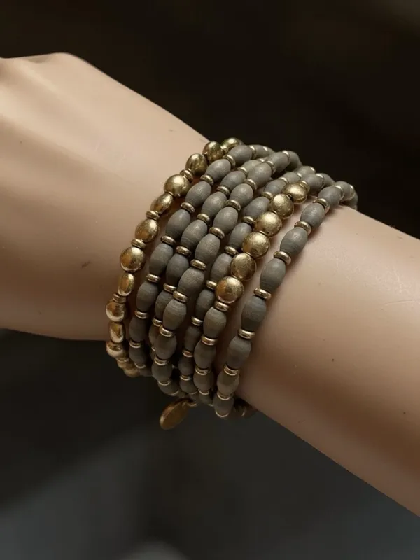 Plunder sage earthy multi stretch beaded bracelet fashion jewelry set new 8 pc - Image 2