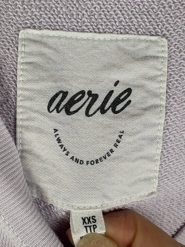 Aerie Oversized Lilac Crewneck Long Sleeve Pullover Size XXS - Image 5