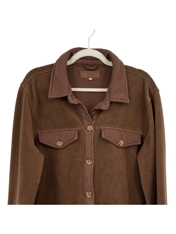 Blanknyc Brown Sherpa Shacket Jacket Size XL Utilitarian Cabincore Minimalist - Image 3