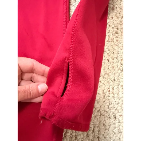 Nike Therma Dri-FIT Hoodie Red Training Pullover Thumb Holes Athletic M - Image 6