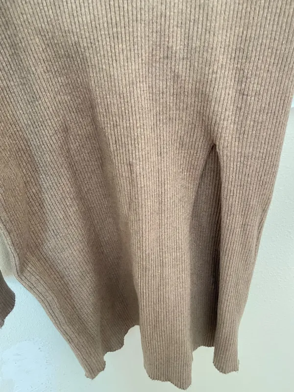 Quince Eco-Knit Ribbed Mock Neck Sweater Dress in Warm Taupe Size Large - Image 6