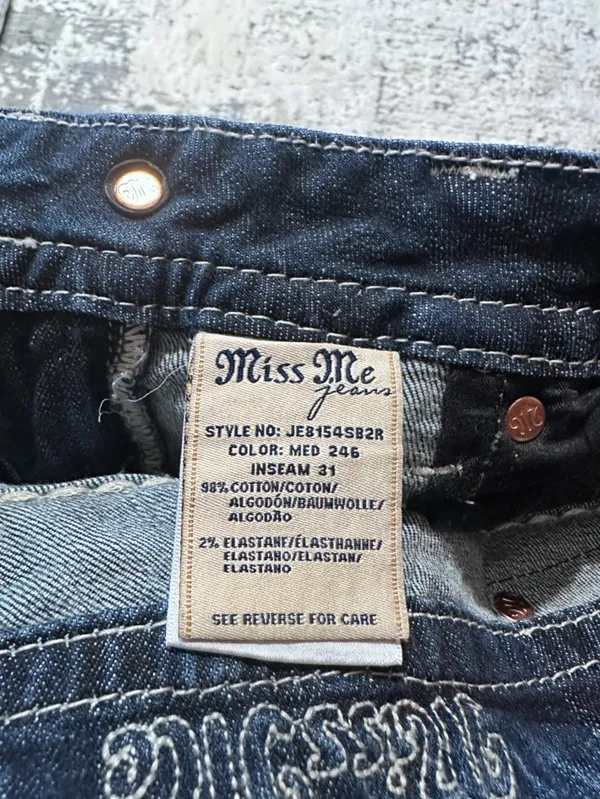 Miss Me Dark Blue Embellished Flare Jeans - Image 4