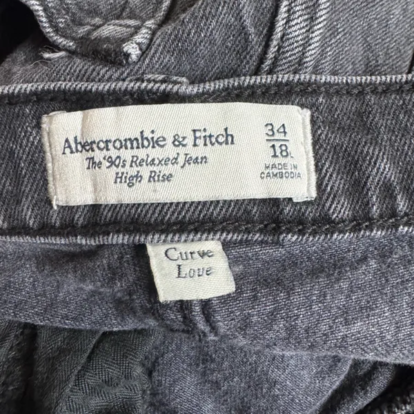 Abercrombie & Fitch Distressed Black Gray 90’s Relaxed Jean High Rise Size 34/18 - Image 11