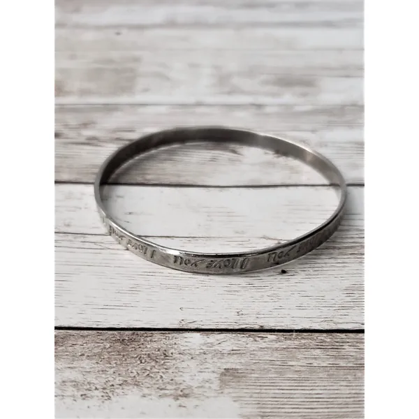 "I Love You" Stamped Dark Silver Tone Bracelet - Some Tarnish - Image 2