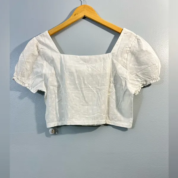 QED London White Cap Sleeve Cropped Blouse US 10 NWT - Image 4