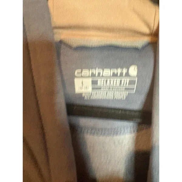 Carhartt Women's blue logo hoodie - Image 3