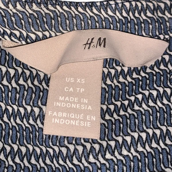 H&M Womens Blue Striped Mini Summer Casual Flutter Sleeve A Line Dress - Image 5