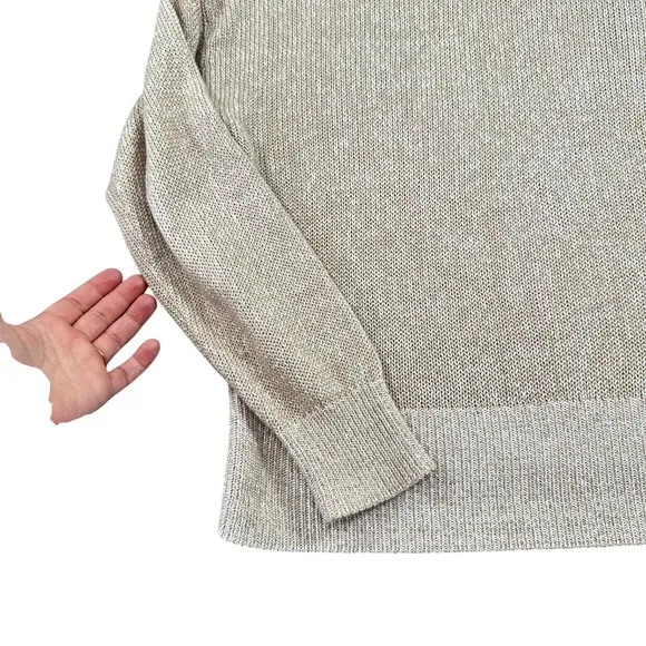 J. Crew‎ Size Small Marled Knit Crewneck Sweater Tan Cream Long Sleeve Coastal - Image 5
