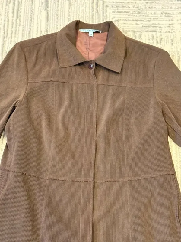 NEW In the Wash women's size 6 brown suede look long jacket - Image 5