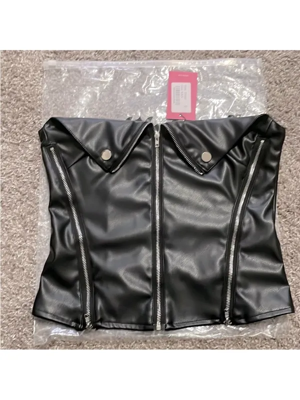NWT Edikted Sam Faux Leather Zip Corset‎ - Image 4
