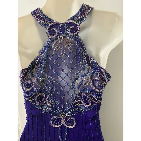80s Alyce beaded silk maxi dress Purple Size M - Image 8