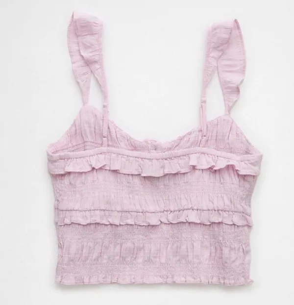 NWT Orchid American Eagle Smocked Ruffle Tank Top - Small - Image 2