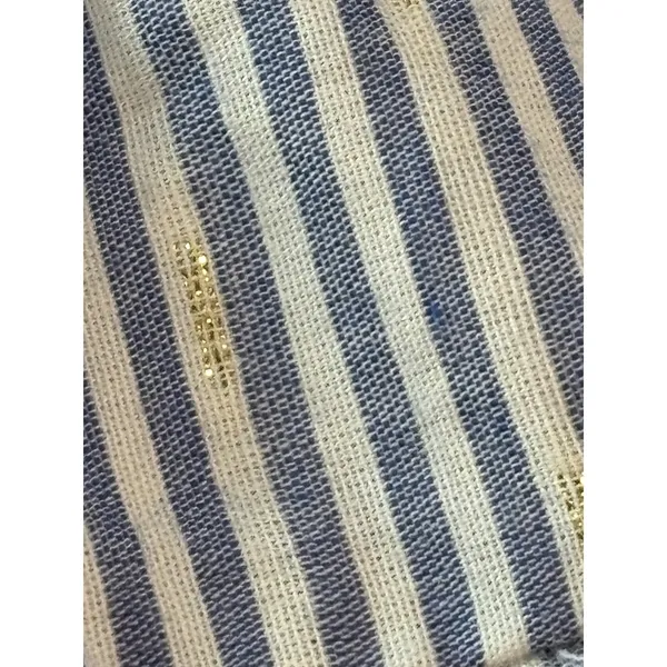 Francescas Blue Rain Striped Smocked Tiered Ruffle‎ Mini Skirt Blue White Gold M - Image 5