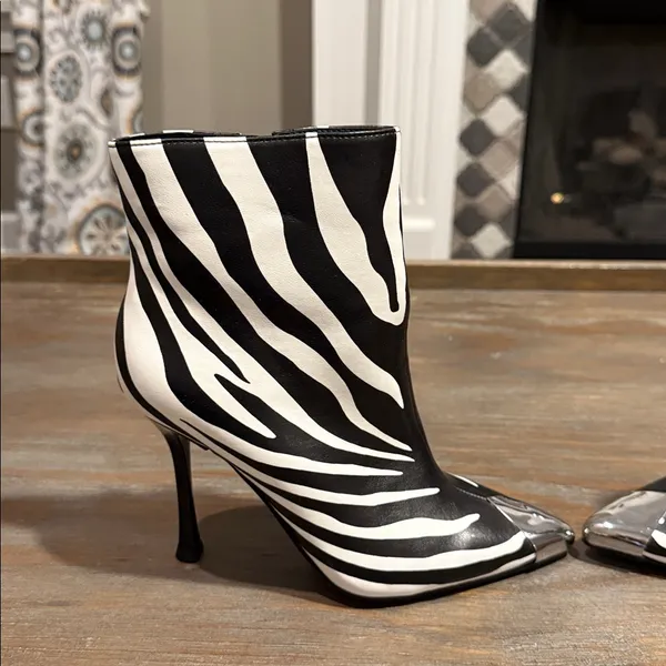 INC Women's‎ Boots Size 5 New Zebra Print Stiletto Ankle Booties Statement - Image 3