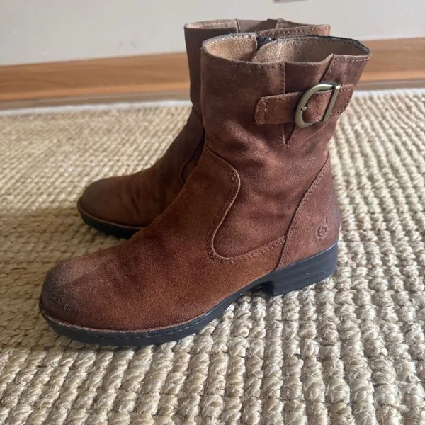 Born Elia Brown Suede Ankle Boots Womens 6М Side Zip Comfort - Image 3
