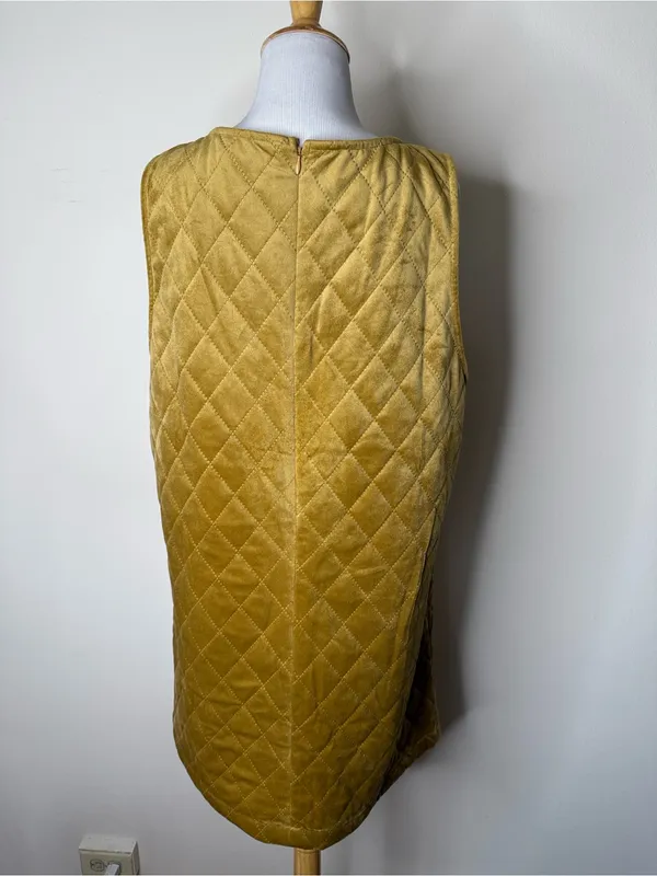 Listicle Gold Velvet Quilted Sweet Nothing Pinafore Dress NWT M - Image 6