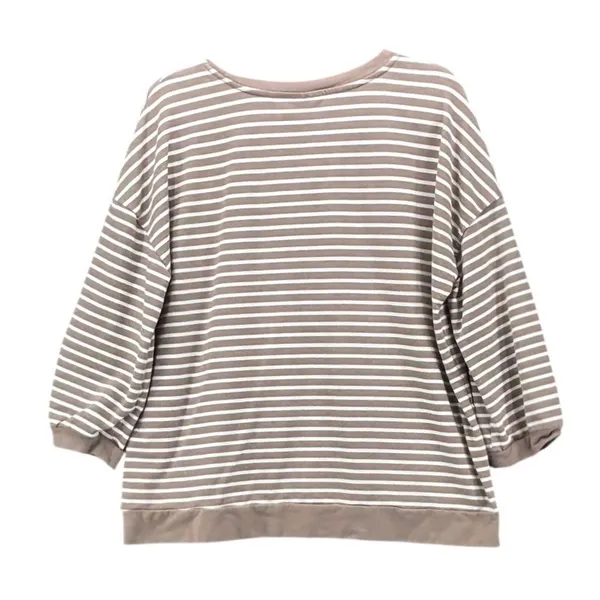 Belle by Kim Gravel Womens Sweatshirt Size‎ M Stripe Nautical 3/4 Sleeve - Image 2
