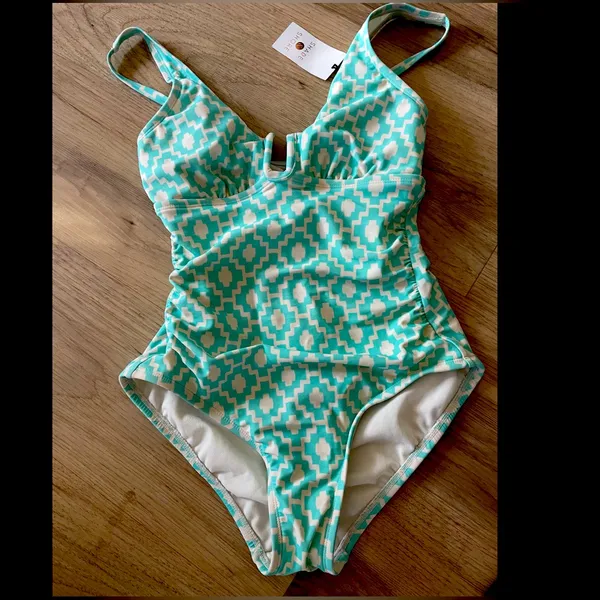 Shade & Shore Blue and White One Piece Swim - Image 2
