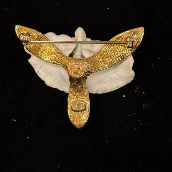 Joan Rivers Vintage Yellow Orchid Brooch - Image 2