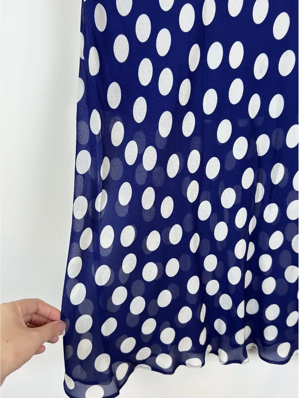 J.Crew New Gwyneth Midi Slip Skirt S Navy White Polka Dot Viscose Chiffon CI644 - Image 4