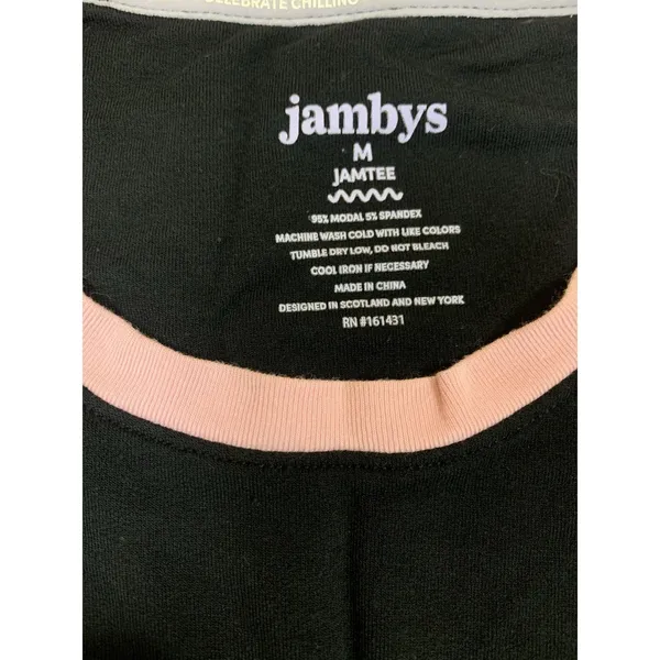 Jambys‎ Black Pink Trim JamTee Modal Lounge Sleep Shirt Soft Comfort Relaxed M - Image 3