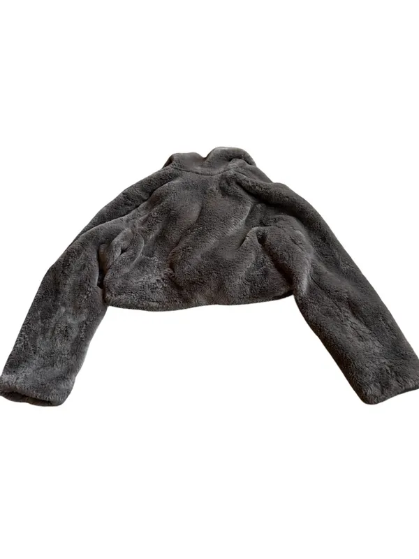 Song of Style Faux Fur Coat Brown Cropped Length Jacket Vegan Size Small Women's - Image 8