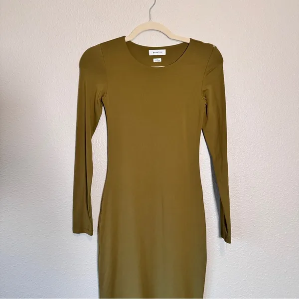 Babaton Green Long Sleeve Bodycon Midi Dress Womens S Fall Casual Aritzia Modest - Image 3
