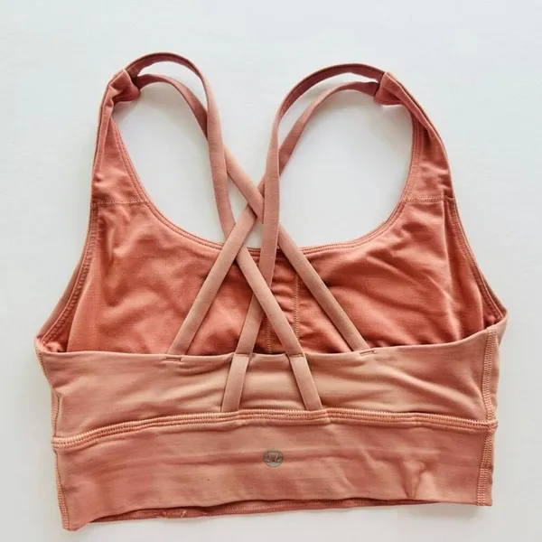 Lululemon Energy Bra Long Line Peach Pink Size 4 Strappy Back Yoga Gym Run - Image 3
