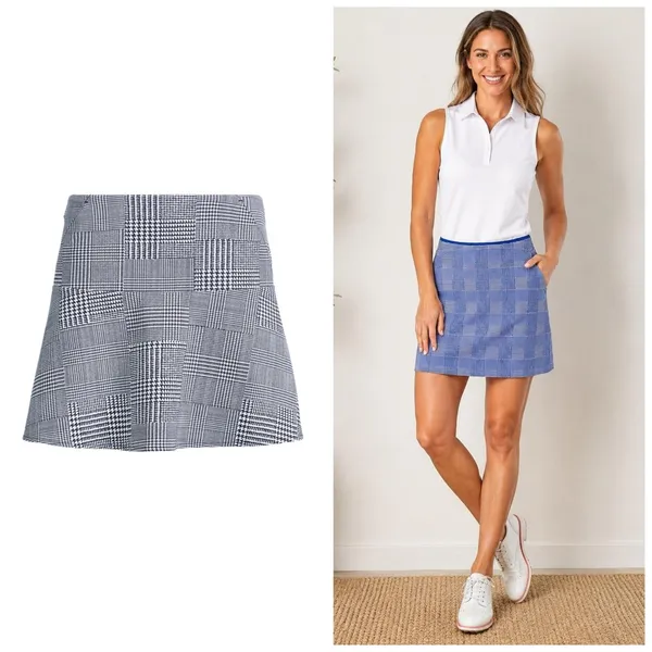 Ralph Lauren Polo Golf Glen Plaid Skirt Geo Skort Size XS Houndstooth Tennis - Image 2