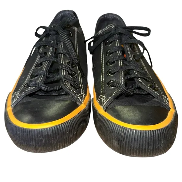Harley Davidson Sneakers Womens 6.5 Black Orange Low Top Lace Up Casual Shoes‎ - Image 2